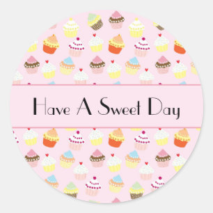 Have a Sweet Day Colorful Cupcake Pattern Sticker