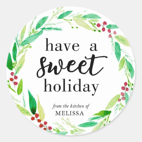 Have a Sweet Holiday Baked Goods Christmas Wreath Classic Round Sticker