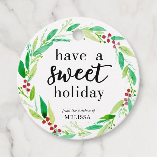 Have a Sweet Holiday Baked Goods Christmas Wreath Favor Tags