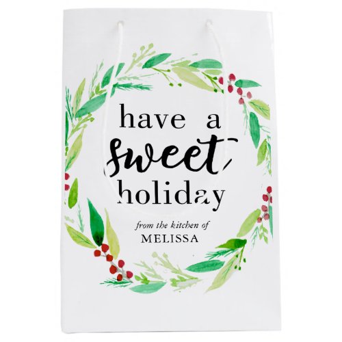 Have a Sweet Holiday Baked Goods Christmas Wreath Medium Gift Bag