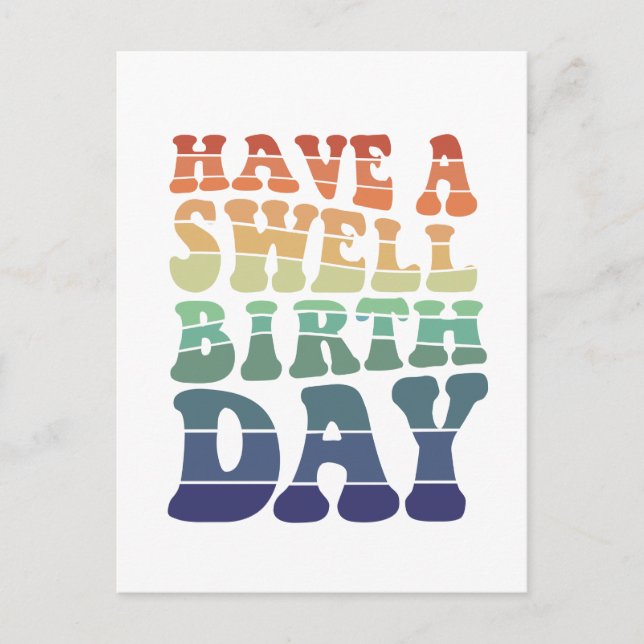 Have a Swell Birthday modern rainbow typography Postcard (Front)
