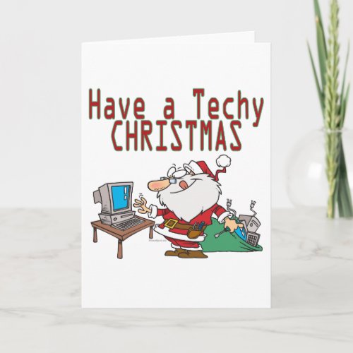 have a techy christmas computer geek santa holiday card