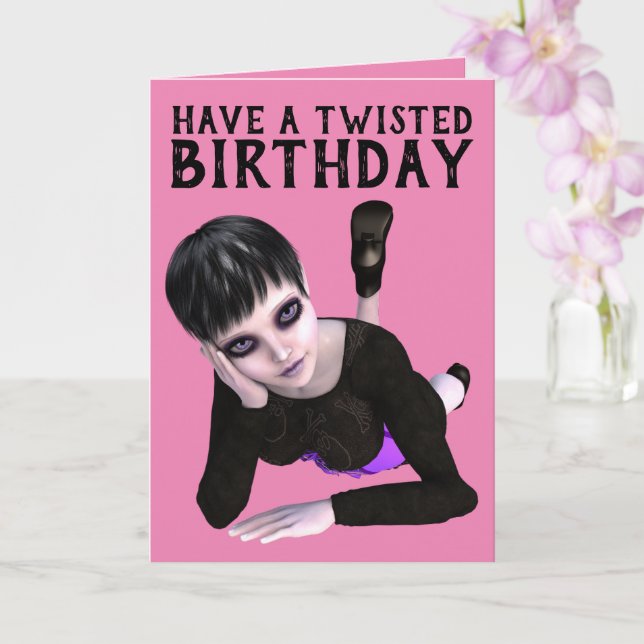 HAVE A TWISTED BIRTHDAY, EMO GIRL CARDS | Zazzle