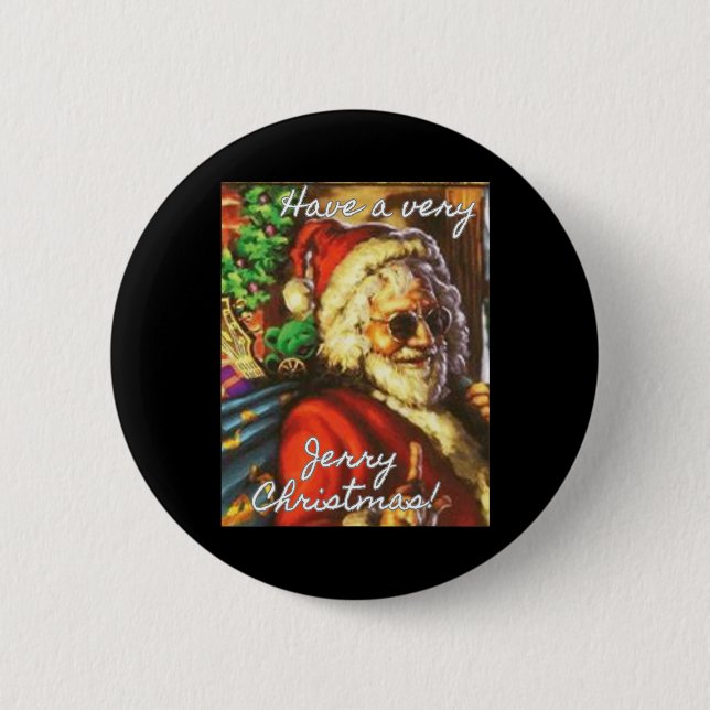 Have A Very Jerry Christmas Garcia Santa Holiday  Button (Front)