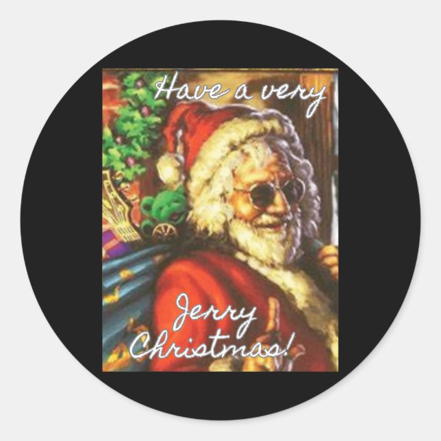Have A Very Jerry Christmas Garcia Santa Holiday  Classic Round Sticker (Front)