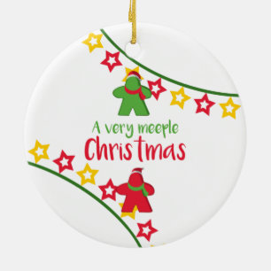 Have a Very Meeple Christmas Board Gamer Ceramic Ornament