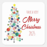 Have A Very Merry Christmas Tree Mid Century Square Sticker