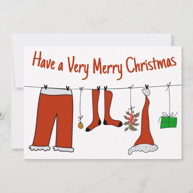Have a Very Merry Christmas with Santa's Clothes Holiday Card (Front)
