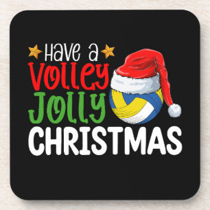 Have a Volley Jolly Christmas Volleyball Holiday Beverage Coaster