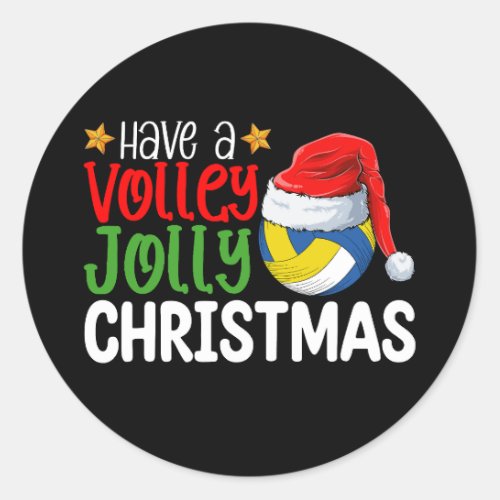 Have a Volley Jolly Christmas Volleyball Holiday Classic Round Sticker