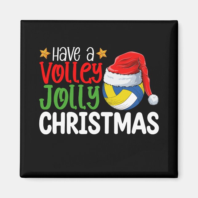 Have a Volley Jolly Christmas Volleyball Holiday Magnet (Front)