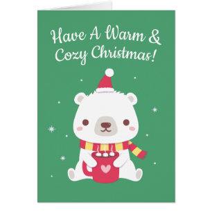 Have A Warm & Cozy Christmas Polar Bear Greeting Cards