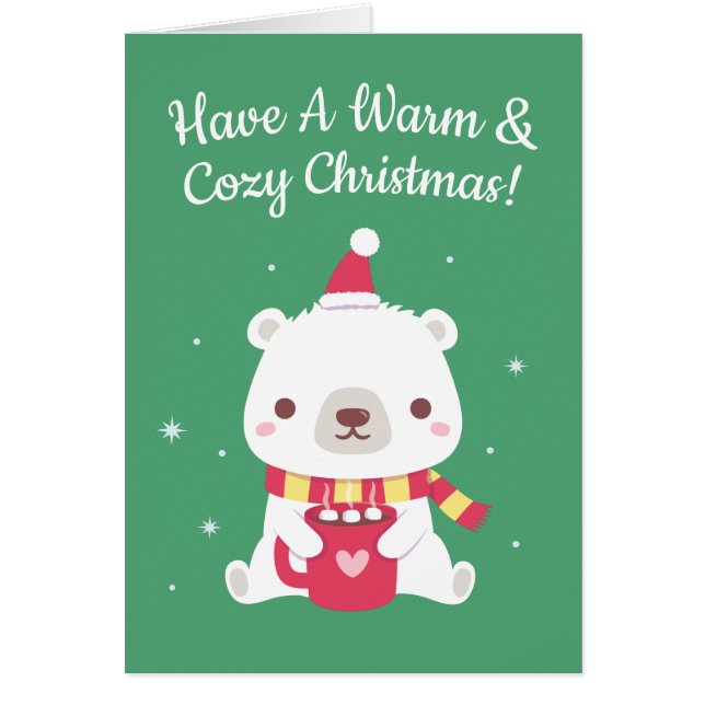 Have A Warm & Cozy Christmas Polar Bear Greeting Cards (Front)