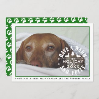 Have a warm holiday green dog pet Christmas photo