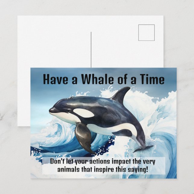 "Have a Whale of a Time" Pivotal Idiom with Orca Postcard (Front/Back)