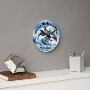 "Have a Whale of a Time" Pivotal Idiom with Orca Round Clock