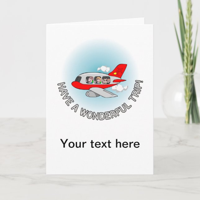 Have a wonderful trip! Airplane with passengers Holiday Card (Front)