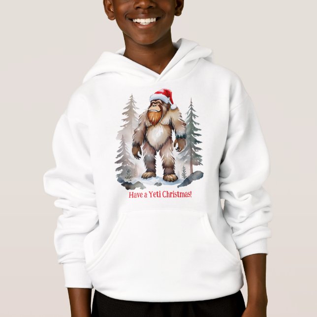 Have a Yeti Christmas! Sasquatch Holiday Hoodie (Front)
