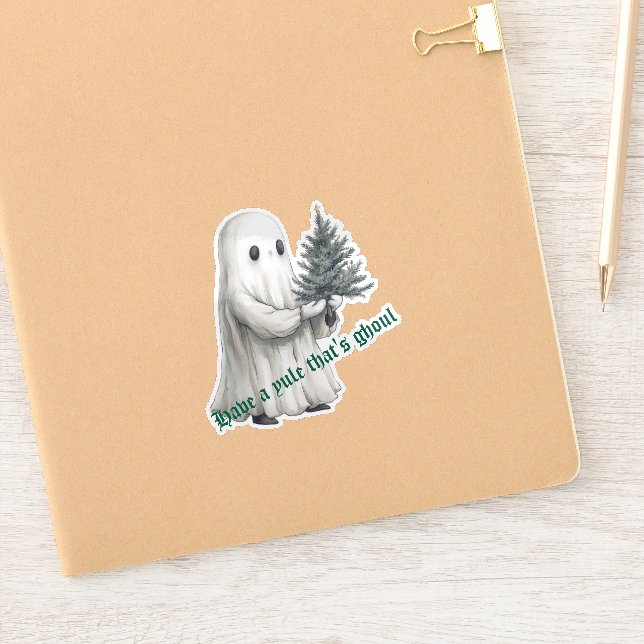 Have a Yule That's Ghoul Christmas Ghost Tree Sticker (Notebook)