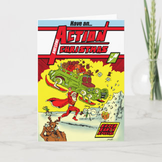 Have an Action Christmas! Superheroic Christmas Ca Holiday Card