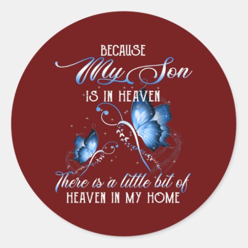 Have An Angel In Heaven I Call Him My Son Parents Classic Round Sticker