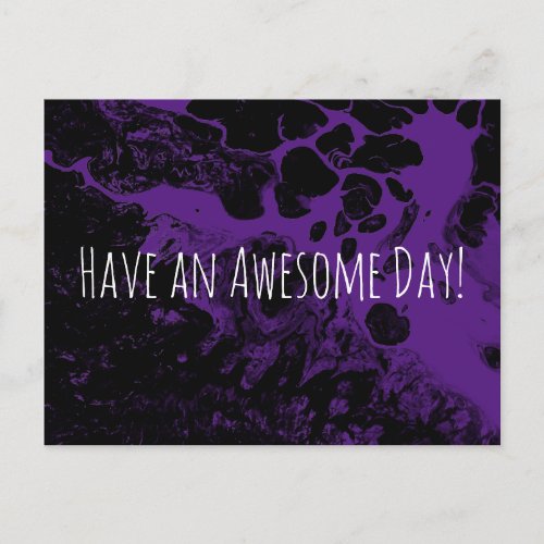 Have an Awesome Day Black Marble on Purple Postcard