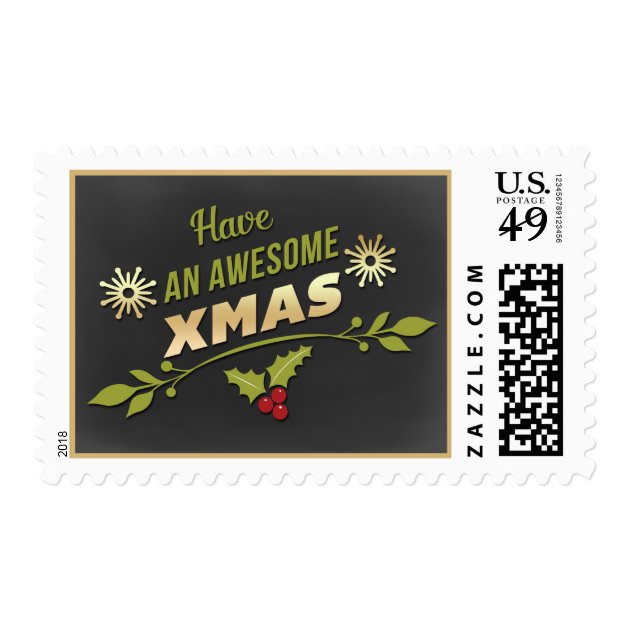 Have An Awesome Xmas Holiday Chalkboard Postage