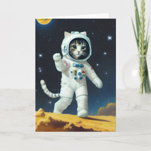 Have an out of this world birthday space cat card