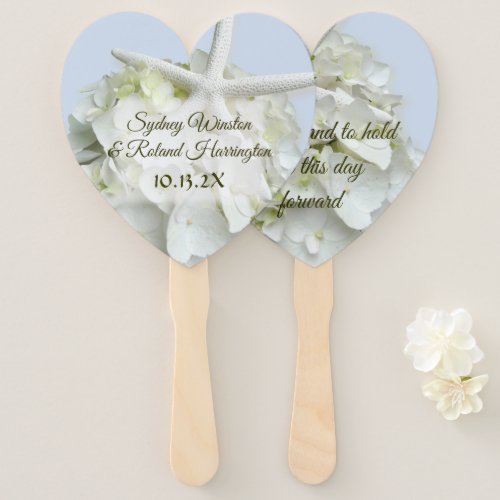 Have and Hold Sea Star Hydrangea White Wedding Hand Fan
