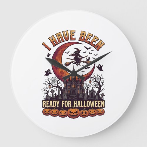 Have Been Ready Halloween Witch Castle Moon_1 Large Clock