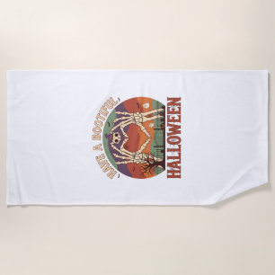 Have Bootiful Halloween Skeleton Hands Cat Skull W Beach Towel