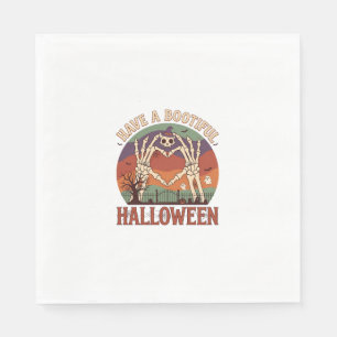 Have Bootiful Halloween Skeleton Hands Cat Skull W Napkins