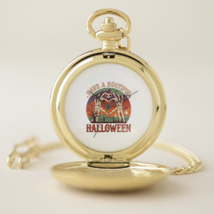 Have Bootiful Halloween Skeleton Hands Cat Skull W Pocket Watch