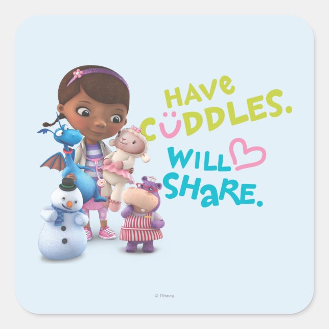 Have Cuddles Will Share Square Sticker (Front)
