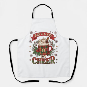 Have Cup Cheer Christmas Plaid Mug Hot Cocoa Snowm Apron