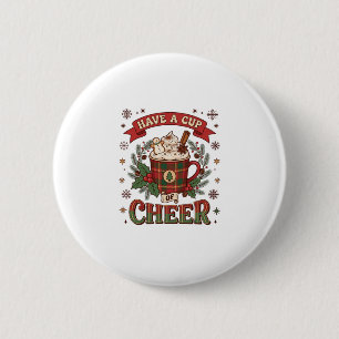 Have Cup Cheer Christmas Plaid Mug Hot Cocoa Snowm Button
