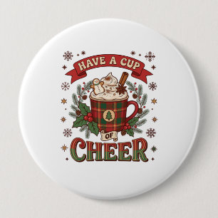 Have Cup Cheer Christmas Plaid Mug Hot Cocoa Snowm Button