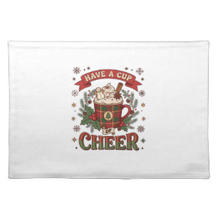 Have Cup Cheer Christmas Plaid Mug Hot Cocoa Snowm Cloth Placemat