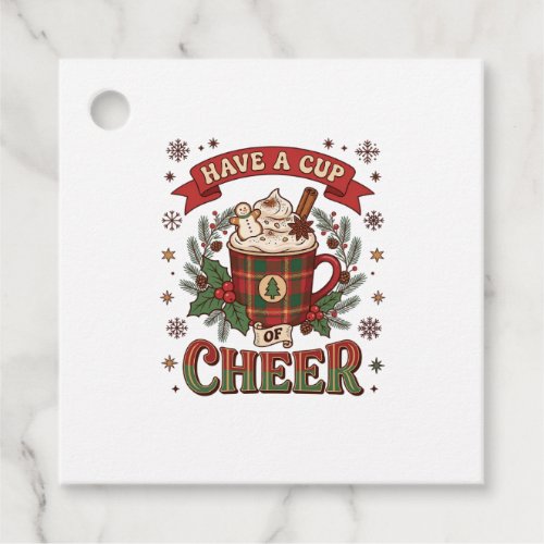 Have Cup Cheer Christmas Plaid Mug Hot Cocoa Snowm Favor Tags