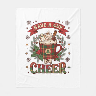 Have Cup Cheer Christmas Plaid Mug Hot Cocoa Snowm Fleece Blanket
