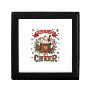 Have Cup Cheer Christmas Plaid Mug Hot Cocoa Snowm Gift Box