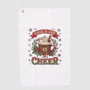 Have Cup Cheer Christmas Plaid Mug Hot Cocoa Snowm Golf Towel