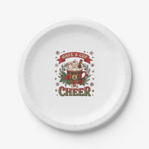 Have Cup Cheer Christmas Plaid Mug Hot Cocoa Snowm Paper Plates