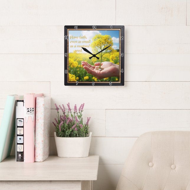 Have faith, even as small as a mustard seed square wall clock (Reading Room)