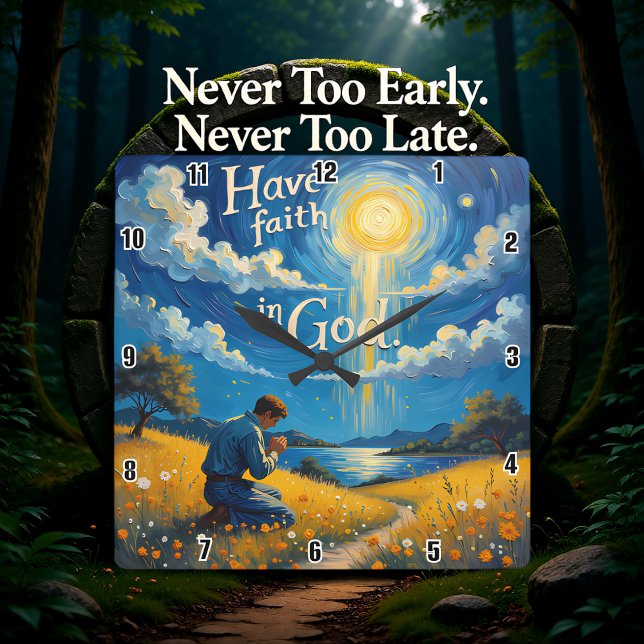 Have faith in God Square Wall Clock (Creator Uploaded)