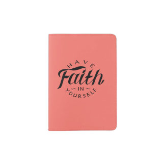 Have faith in yourself coral passport holder