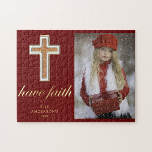 Have Faith   Religious Cross Christmas Photo Jigsaw Puzzle