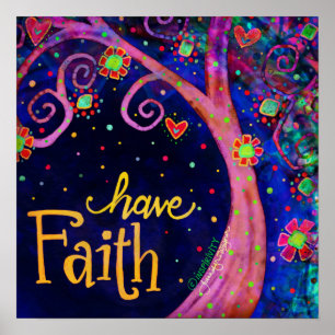 Have Faith Whimsical Tree Quote Inspirivity Poster