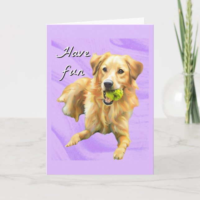 Have Fun Golden Retriever Folded Greeting Card (Front)