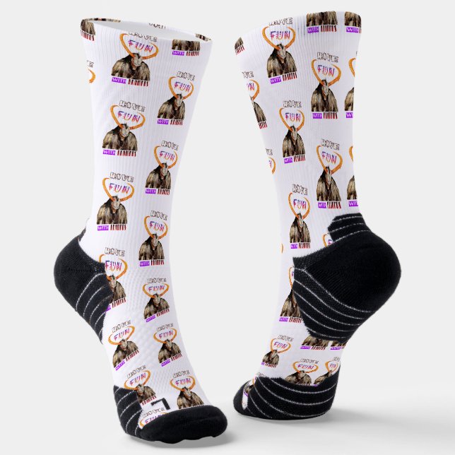 Have Fun With Krampus Yule Spooky December Krampus Socks (Angled)